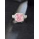 Large Size 5.33ct Main Stone Lab Pink Cushion Diamond Ring 18k White Gold