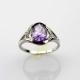 925 Silver Jewelry Oval Purple Cubic Zircon and Rhinestone Ring(R123)