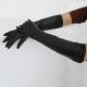 Ladies Long Black Leather Gloves , Wool Lined Womens Designer Leather Gloves