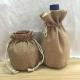 Wine Round Bottom Pouch , Natural Jute / Hessian Bottle Bags Eco Friendly