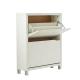 Customized Contemporary White Wooden Flip Down closed Shoe Rack Furniture 2 Tier For hallway