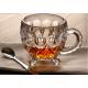 Round Top Small Elegant Glass Tea Coffee Mugs Two Pattern With Stand Handle