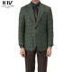 Polyester/Rayon Fabric Men's Suit Retro Single Breasted No Ironing Needed Green Plaid