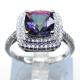 925 Serling Silver Jewelry Sets Cushion Cut Mystic Topaz Engagement Ring