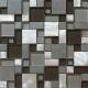 3D square tile glass mix metal mosaic brush finished for wall decoration