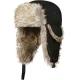 Strings Buckle Mens Russian Trapper Hat , Black / Grey Fur Mens Wool Hats For Winter