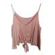 Warm Pink Satin Women's Strapless Tops With Bow Tie For Summer Wear