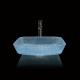 Water Blue Square Vessel Bathroom Sink Glass Crystal Hand Wash