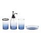4pcs Glass Bathroom Accessories Set Ombre Blue Apothecary Head Crack Effect Round Shape
