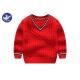 Cable Knitting Stripe Boys V Neck Sweater Full Reglan Sleeves School Uniforms