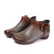 S158 Factory autumn and winter new retro ethnic style polished color flower short boots flat handmade leather women's