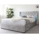 Queen Size Grey Crushed Velvet Plywood Bed With LED Light Headboard Both Side