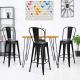 Restaurant High Bistro Table And Stools Outdoor Modern Black Metal Stackable Style