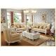 Living Room Furniture Leather Luxury Wooden Sofa Set