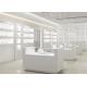 Simple Wooden In Pure Matte White Jewelry Shop Decoration With Led Light