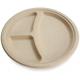 Round Bagasse 3 Compartments Compostable Plate Disposable Sugarcane Plates
