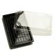HACCP PP Food Serving Tools Takeout Black Plastic Sushi Tray With Cover