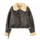                  Custom Cropped Leather Jacket Vintage Women′s Motor Jackets Brand Quality Sherpa Warm Bomber Coat for Women Winter             
