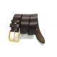 Male 4.0cm Brown Embossed Leather Belt With Copper Buckle