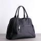 Zippered Black Leather Top Handle Bag ISO Unisex Shoulder Bag