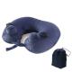 Portable Inflatable Neck Pillow Push Button Inflatable Airplane Pillow With Velvet Cover