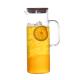 Heat Resistant Beverage Glass Water Pitcher Durable High With Bamboo Lid
