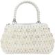 White 6mm Pearl Clutch Handbag Hand Woven Gold Rose shape OEM ODM