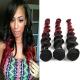 Natural Red Human Hair Extensions Ombre 1B / 99J Loose Wave Hair 10-30