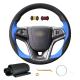 Personalized DIY Blue Leather Black Suede Hand Stitch Steering Wheel Cover For Chevrolet Malibu 2011 2012 2013 2014