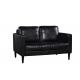 Simple Style 2 Seater Black Leather Sofa , Full Grain Leather Sofa For Apartment Living Room