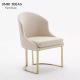 Eco Friendly Beige Leather Dining Chair Luxury Gold Stainless Steel Metal Frame Leg