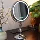 Metal Double Sided Rotatable Led MakeUp Mirror Iron With Chrome Plated