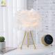 14.5 Tripod Metal Body Bedside Table Lamp White Feather