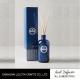 transparent blue color reed diffuser with natural stick and pattern folding box