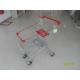 60L Supermarket Shopping Carts With Red Plastic Parts / Safety Baby Seat