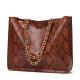 Extra Large Brown Serpentine Faux Crossbody Leather Tote Handbags