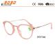Lady 's fashionable reading glasses, made of CP with pink frame,metal temple