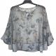 Women Fashion Ruffle Sleeve Chiffon Blouse Flower Printing Color Polyester Material