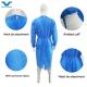Blue Disposable Surgical Gown 45GSM Antistatic Knitted Cuffs Fluid Proof En1149 Standard Prevent Cross Infection