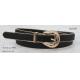 Black PU Womens Fashion Belts With Ball Chain Stitched , Metal Loop & Buckle Engraved