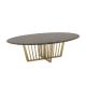Living Room Stainless Steel Oval Central coffee Table  With Bright Gold Mirror Finish Natural Marble Top Metal Legs