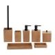 Wood Bathroom Accessories Set Square And Rectangular Shape With Black Pump Head Soap Dish Soap Dispenser Tumbler
