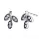 Sterling Silver Pave Cubic Zircon Leaves Stud Earrings (E12281)