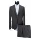 Single Breasted Mens 2 Piece Suit Slim Fit Business Tuxedo Dark Grey