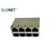 Phosphor Bronze Stacked 8 Pin Ethernet Connector Glass Filled PA46 0.2MM Thickness