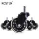 103mm Installation Height Black PU Transparent Casters for Long Lasting Office Chair