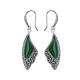 Sterling Silver Green Agate Drop Earrings Wing Style Women Jewelry (E019362GREEN)