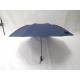 22 Inch Blue Mens Two Fold Umbrella Pongee Fabric With Rubber Coating Handle