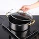 Customized Food Grade 18/8 Stainless Steel Cooking Pot Kitchen Non-stick Two-Flavor Soup Pot With Glass Lid