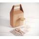 Brown Take Out Recycled Paper Food Bags Embossing Printing With Handle